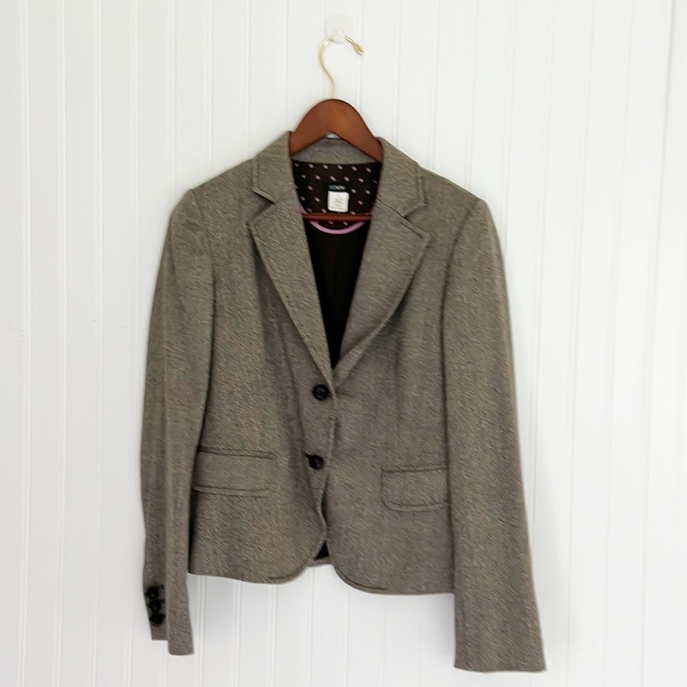 JCREW | Brown Herringbone Wool Jacket Size 6 - Picture 1 of 9